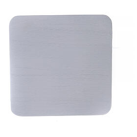 Plato portavela aluminio blanco cuadrado 14x14 cm