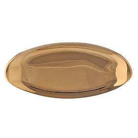 Candle holder plate in shiny golden brass 9x4 cm