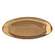 Boat shaped candle holder plate in polished gold plated brass 3 1/2x1 1/2 in s2