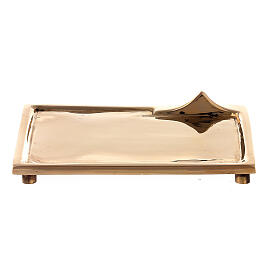 Rectangular candleholder plate in polished brass 9x6 cm