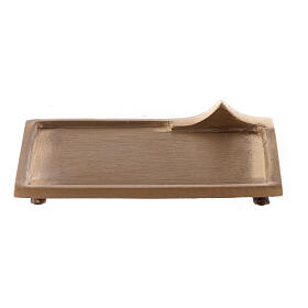 Piatto portacandela ottone satinato rettangolare rialzo 9x6 cm