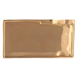 Rectangular golden brass candle holder plate 15.5x7 cm