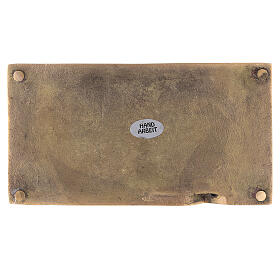 Prato porta-vela latão dourado retangular bordo sobreelevado 15,5x7 cm s3