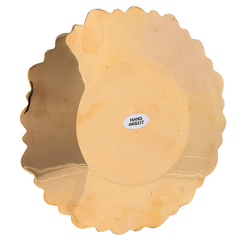 Assiette porte-cierge laiton doré feuilles diamètre 17 cm 3