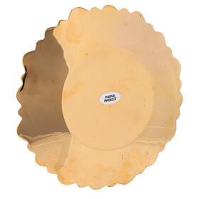 Prato para vela dourado folhas diâmetro 17 cm s3