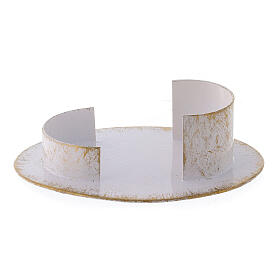 Base candela ovale ottone bianco oro 9x5 cm