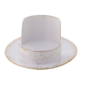 Base vela oval latão branco ouro 9x5 cm s3