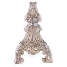 Tripod altar candlestick in silver-plated brass h 15 1/2 in