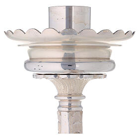 Altar candlestick socket and spike silver-plated brass h 19 3/4 in