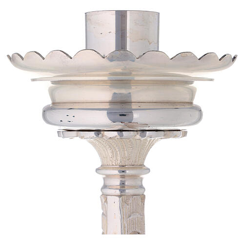 Altar candlestick socket and spike silver-plated brass h 19 3/4 in 2