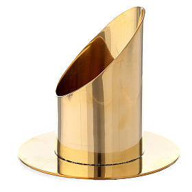 Candle holder of polished gold plated brass, 6 cm candle
