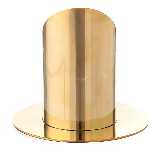 Candle holder of polished gold plated brass, 6 cm candle 3