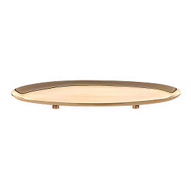 Oval candle holder plate in polished brass, 16x7 cm