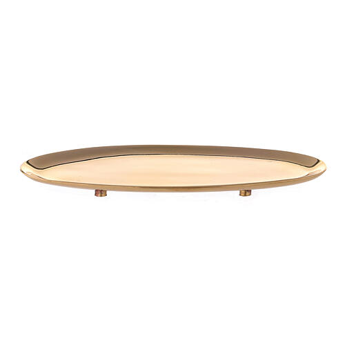 Oval candle holder plate of polished brass 6x3 in 1