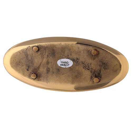 Oval candle holder plate of polished brass 6x3 in 3