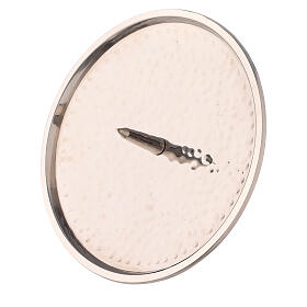 Piatto portacandela ottone nichelato martellato 12 cm