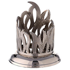 Candleholder with flames in nickel-plated brass, d 10 cm