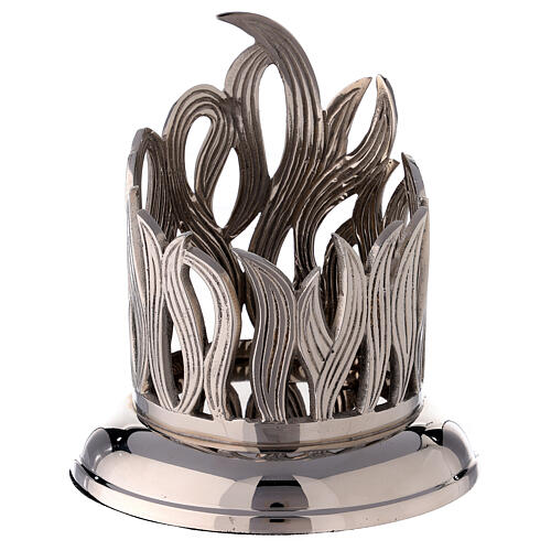 Candleholder with flames in nickel-plated brass, d 10 cm 1