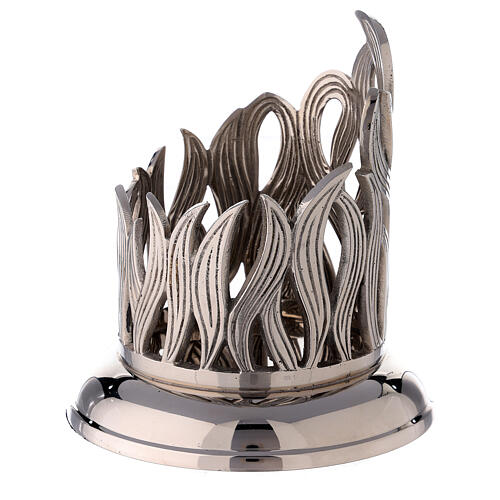 Candleholder with flames in nickel-plated brass, d 10 cm 2