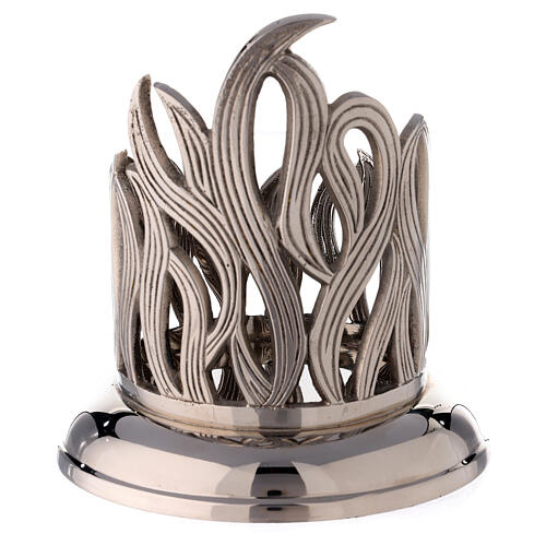 Candleholder with flames in nickel-plated brass, d 10 cm 3