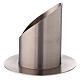 Candle holder with opening in satin nickel-plated brass, 8 cm s2