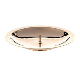 Candle holder plate with punch in polished brass, 10 cm