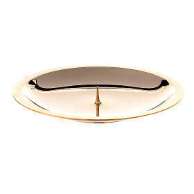 Candle plate with punch in polished brass, 13 cm