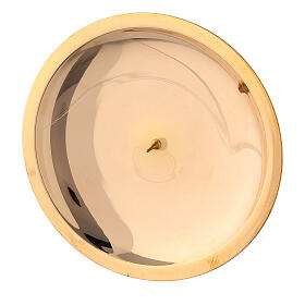Candle plate with punch in polished brass, 13 cm