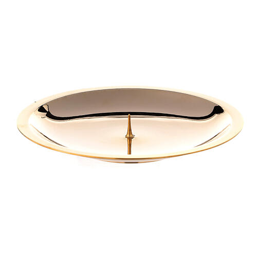Candle plate with punch in polished brass, 13 cm 1