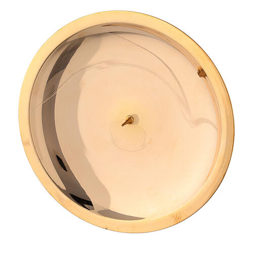Candle plate with punch in polished brass, 13 cm 2