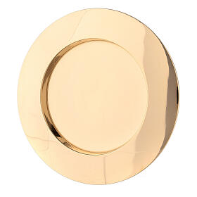 Golden brass hollow candle holder plate, 8 cm