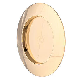 Concave candle holder plate in gold plated brass 3 in