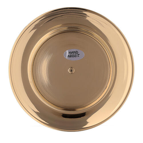 Concave candle holder plate in gold plated brass 3 in 4