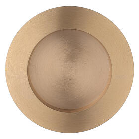 Round satin brass candle holder plate, 8 cm