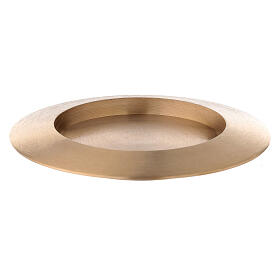 Round satin brass candle holder plate, 8 cm