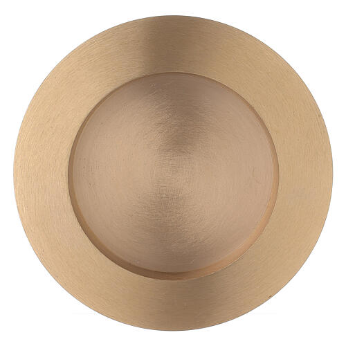 Round satin brass candle holder plate, 8 cm 1