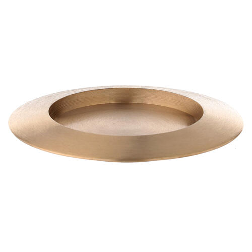 Round candle holder plate 3 in satin finish brass 2