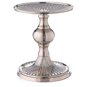 Fluted nickel-plated brass candle holder, 13 cm