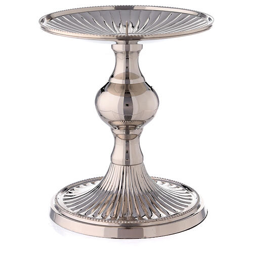 Fluted nickel-plated brass candle holder, 13 cm 1