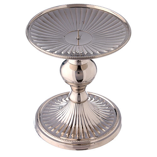 Fluted nickel-plated brass candle holder, 13 cm 2