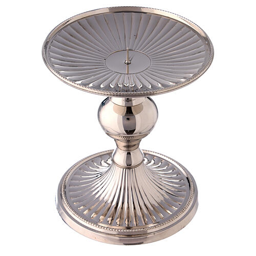 Channeled candle holder of nickel-plated brass 5 in 2