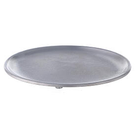Assiette porte-bougie aluminium satiné 14 cm