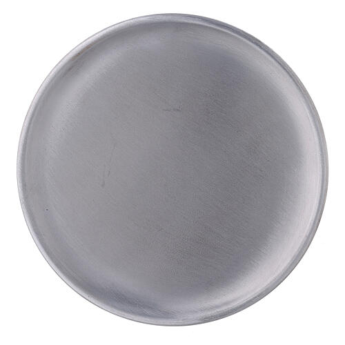 Assiette porte-bougie aluminium satiné 14 cm 2
