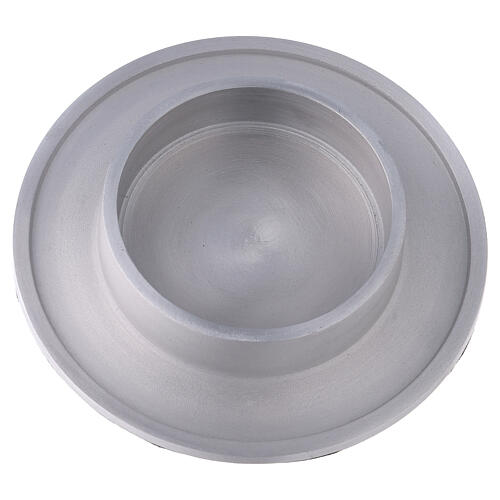 Brushed aluminium round candle holder, 10 cm 2