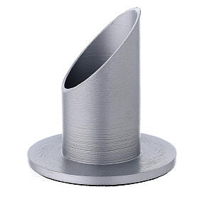 Bougeoir bocal oblique aluminium satiné 4 cm