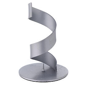 Spiralfőrmiger Kerzenhalter aus gebürstetem Aluminium, 4 cm