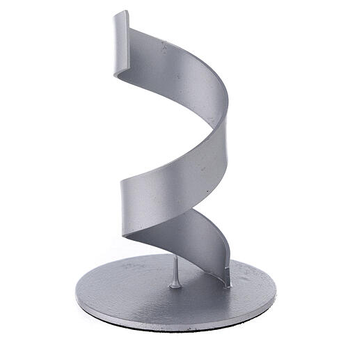 Spiralfőrmiger Kerzenhalter aus gebürstetem Aluminium, 4 cm 1