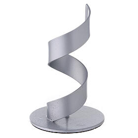 Candleholder with brushed aluminium spiral, 4 cm