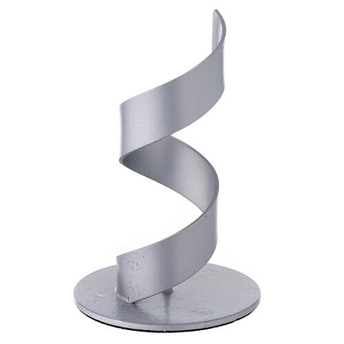 Spiral candle holder of brushed aluminium 1 1/2 in 2