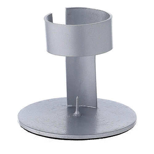 Candleholder with band in brushed aluminium, 4 cm 1
